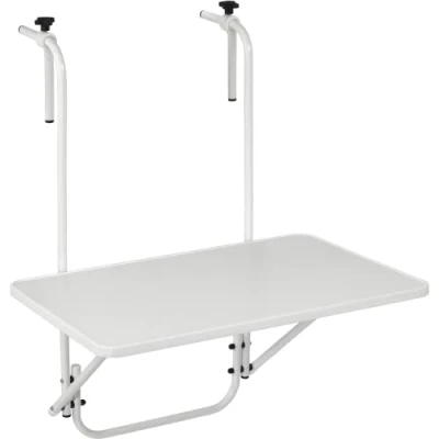 Afbeelding van KADAX Hangtafel, weerbestendige klaptafel voor balkon, verstelbare balkonhangtafel, balkontafel om op te hangen, inklapbare tafel (40 x 60 cm, wit)