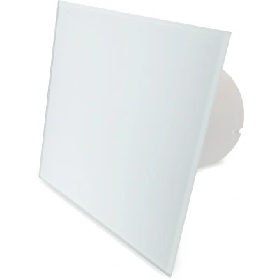 Afbeelding van Badkamer/toilet ventilator standaard Ø100mm vlak glas mat wit