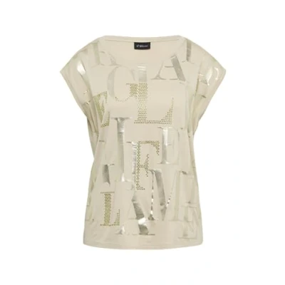 Afbeelding van s.Oliver Black Label MIT GLÄNZENDEM Folien Tshirt print, Dames, Maat: 34, Helles beige
