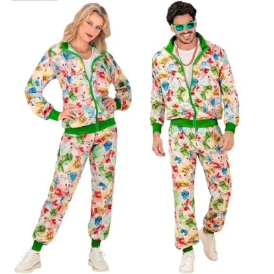 Afbeelding van Widmann Grappig &amp; Fout Kostuum Mo Money Retro Trainingspak Wit / Beige Large Carnavalskleding Verkleedkleding