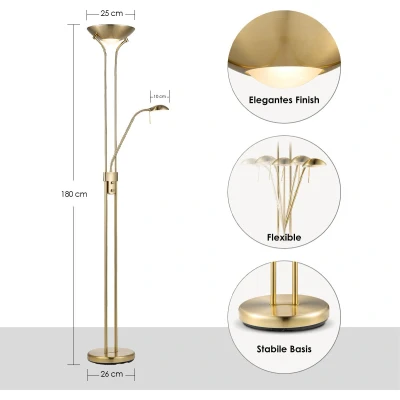 Afbeelding van Home Sweet Klassieke Vloerlamp 50 x 180cm Met R7s+G9 lichtbron flexibel leeslicht dimbaar Hoofdlamp Goud brons Geschikt voor gebruik in slaapkamers voetschakelaar