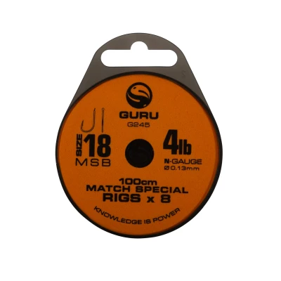 Afbeelding van Guru Match Special Rig 1,00m (13/00) Size 18 Witvis onderlijnen
