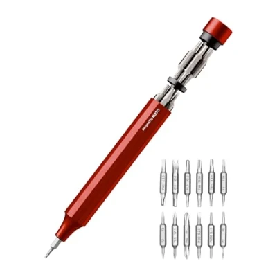 Afbeelding van HOTO Precisie schroevendraaierset, 24 in 1 multi bit schroevendraaier, mini handschroevendraaierset met 12 dubbele uiteinden S2 stalen bits, ideaal voor telefoon/bril/horloges/laptop/cinnabar rood