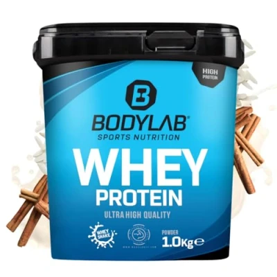 Afbeelding van Bodylab24 eiwitpoeder Whey Protein Rijstpudding Kaneel 1kg, eiwitshake voor krachttraining en fitness, poeder kan spieropbouw ondersteunen, Hoogwaardig met 80% eiwit, Aspartaamvrij