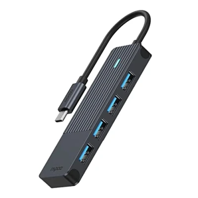 Afbeelding van Rapoo USB C Hub, naar A, grijs Hub Zwart