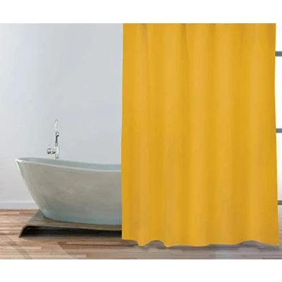 Afbeelding van MSV Douchegordijn met ringen saffraan geel gerecycled polyester 180 x 200 cm wasbaar Voor bad en douche