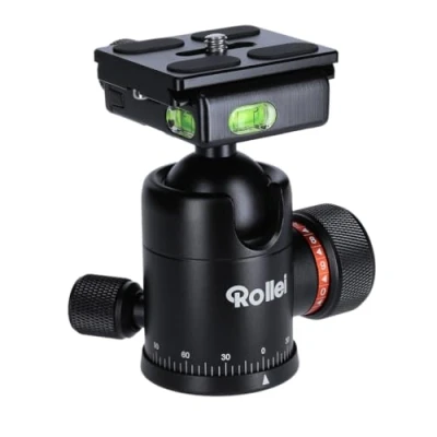 Afbeelding van Rollei Statief kogelkop voor C5i statief, professionele 360 graden statiefkop met frictie, 8 kg draagkracht en 3 waterweegschalen. Incl. Acra Swiss snelwisselplaat