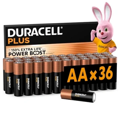 Afbeelding van Duracell Plus AA batterijen (36 stuks) 1,5V alkaline Gaan tot 100% langer mee Betrouwbaar voor dagelijks gebruikte apparaten 0% plastic verpakking 10 jaar te bewaren LR6 MN1500