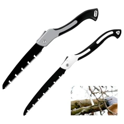 Afbeelding van Klapzaag, 2 stuks handzaag, takkenzaag, tuinzaag, boomzaag, multifunctionele klapzaag met veiligheidssluiting voor tuin, hout (210 mm, 330 mm)