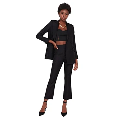 Afbeelding van Trendyol Vrouwen Normale Taille Rechte Been Sigaret Broek Broek, Black, 68