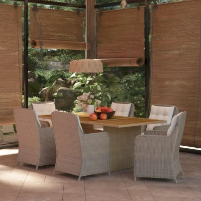 Afbeelding van 7 delige Tuinset poly rattan bruin