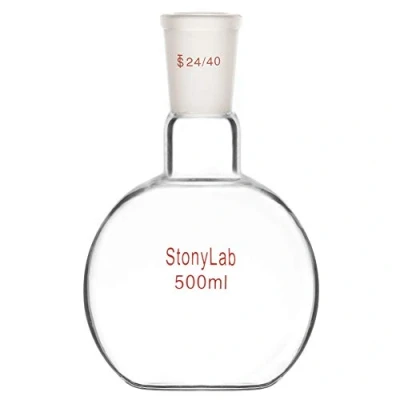 Afbeelding van StonyLab Glazen Single Neck Flat Bottom Boiling Flask, met 24/40 Standard Taper Outer Joint