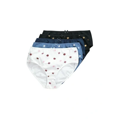 Afbeelding van Ulla Popken dames grote maten plus size midislips, 5 pack, bloemen, effen, Helder zeilblauw, 66 68