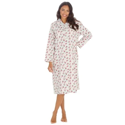 Afbeelding van Undercover Dames 100% geborsteld katoen flanel lange mouw nachthemd nachthemd, Crème, 40 42