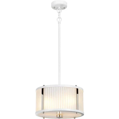 Afbeelding van Elstead Lighting LED Pendelarmatuur Corona 2X E27 Max 60W Dimbaar White Satin Painted/ Polished Nickel