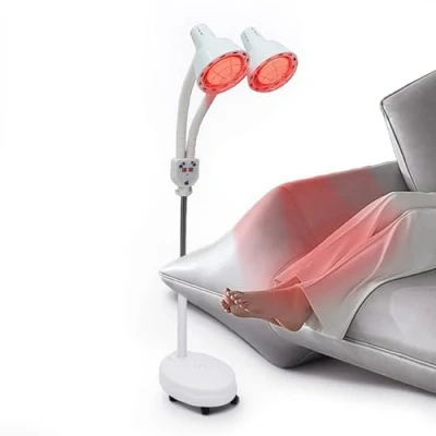 Afbeelding van Bazargame infrarood lamp dubbele kop standaard warmtelamp 360 rotatie rode voor behandeling spierontspanning salon massage