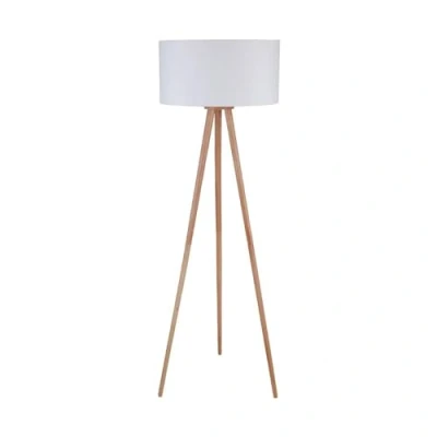 Afbeelding van Lindby vloerlamp Driepoot 1licht eshout, stof H: 150 cm E27 es, wit