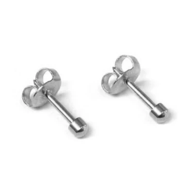 Afbeelding van Caflon 3mm stalen oorknopjes voor oorschieter hypoallergeen steriel verpakt zilverkleurig met mini bolletje