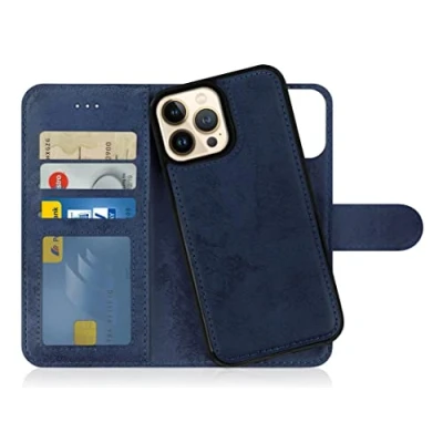 Afbeelding van MyGadget flip case voor Apple iPhone 13 Pro Max magnetische cover in synthetisch lederen PU kaarthouder beschermhoes portemonnee krasbestendig Donkerblauw