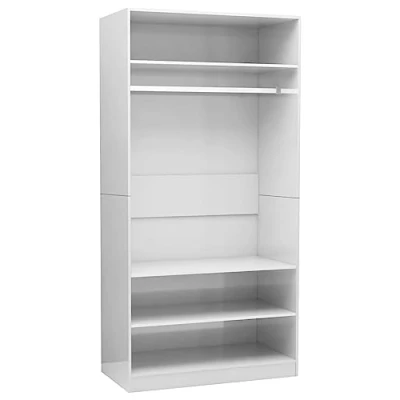 Afbeelding van Kledingkast 100x50x200 cm bewerkt hout hoogglans wit