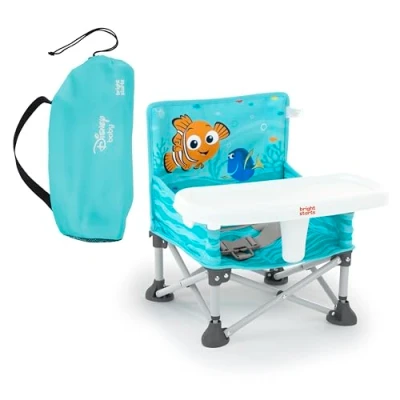 Afbeelding van Bright Starts Disney Finding Nemo Pop &#039;N Sit draagbare booster voor binnen/buiten, vloerzitting met voederbak, 6 mos 3 jaar