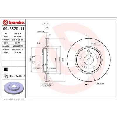Afbeelding van Brembo Remschijf 09.B520.11