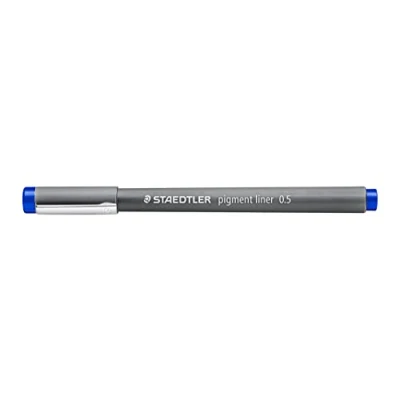 Afbeelding van Staedtler 308 05 3 VE pigment liner (fineliner met hoogwaardige pigmentinkt, waterbestendig, lichtbestendig, onuitwisbaar, lijnbreedte 0,5 mm, etui 10 liners) blauw