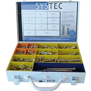 Afbeelding van SYSTEC assortimentskoffer tap en zeskantbouten M8 verzinkt 13 maten DIN 933/931 (365 delig)