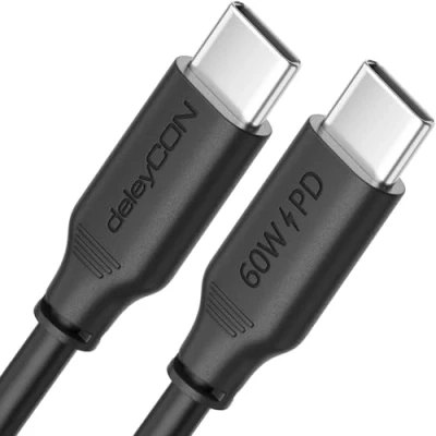 Afbeelding van deleyCON 0,5 m USB C kabel PD3.0 (60W snellaadkabel) korte naar oplaadkabel voor iPhone 15 Pro Max, Samsung Galaxy S24, S23, S22, Pixel, iPad Pro, MacBook Air tablets, Switch PS5