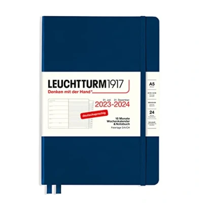 Afbeelding van LEUCHTTURM1917 367683 weekkalender &amp; notitieboek medium (A5) 2024, 18 maanden, marine, Duits