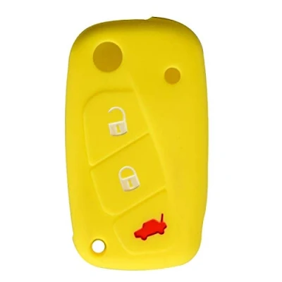 Afbeelding van FBFGStyling Kleurrijke Siliconen Sleutel Cover voor Fiat 500 Panda Stilo Punto Doblo Grande BravoDucato Vouwen Autosleutel Shell GEEL