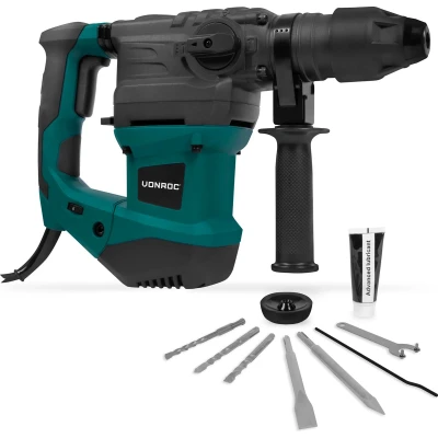 Afbeelding van VONROC Boorhamer 1800W 6 Joule 4 Functies Incl. 3 SDS plus boren &amp; 2 beitels