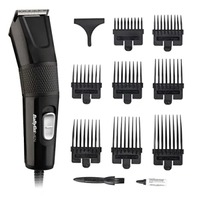 Afbeelding van Babyliss 7755U Heren tondeuse, diamantscherpe roestvrijstalen messen, 8 kamgeleiders, netvoeding, haarstijlen thuis, inclusief kam, glad en nauwkeurig, zwart