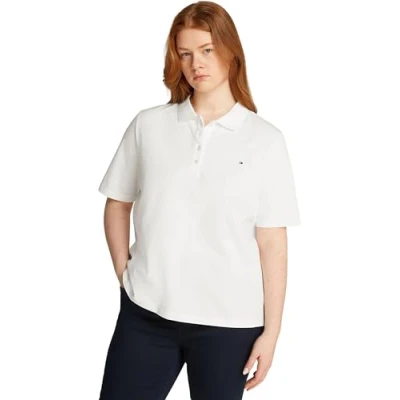 Afbeelding van Tommy Hilfiger Curve 1985 Poloshirt, Dames, Maat: 48, Ecru