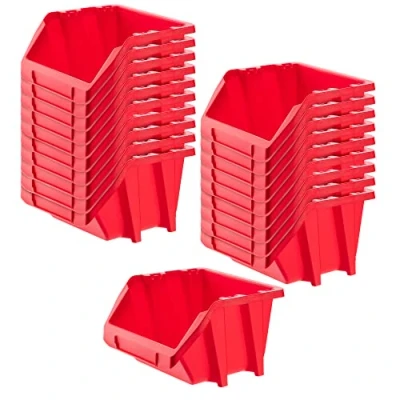 Afbeelding van KADAX Workshop stapelkist, kleine sorteerdoos van PP kunststof, opbergbox in verschillende maten en kleuren, opbergdozen voor gereedschapswand (rood, set 20 187 x 158 mm)