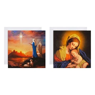 Afbeelding van Hallmark Liefdadigheid kerstkaarten, traditionele religieuze ontwerpen, 16 stuks