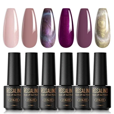 Afbeelding van ROSALIND Semi Permanente Nagellak, 6 Kleuren Mini Nagellak Permanent, UV, LED, Soak, Gel, Set43