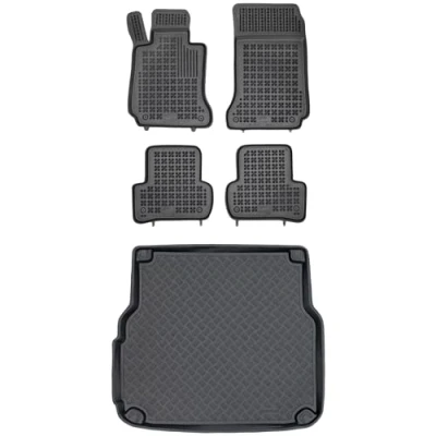 Afbeelding van M MOTOS Set rubberen vloermatten en pe koffermatten voor Mercedes C Klasse W204 2007 2014 Verbeter uw reiscomfort met antislipmatten auto all weather auto, bescherming tegen vuil