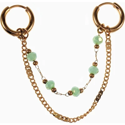 Afbeelding van Dottilove Oorbellen Dames 14K Goud Plated RVS ∅12mm Oorringen met Twee Ketting