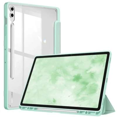 Afbeelding van Fintie hybride slanke hoes voor Samsung Galaxy Tab S9 FE+ Plus/Galaxy S9+ Plus 12,4 inch 2023 met S penhouder, schokbestendige transparante achterkant, automatisch waken/slapen,