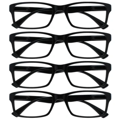 Afbeelding van De Lezen Bril Bedrijf Zwarte Lezers Waarde 4 Pack Mens Womens UVR4092BK +3.00