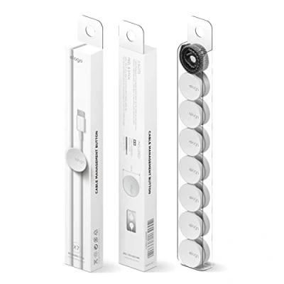 Afbeelding van elago kabelmanagement button kabelhouder [7 stuks] [sleuf voor 2 kabel] [flexibele TPU] [eenvoudige installatie] kabelbinder inclusief wit