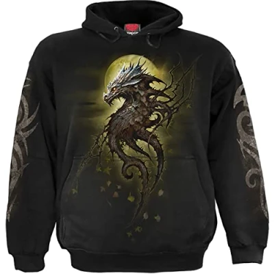 Afbeelding van Spiral Oak Dragon Trui met capuchon zwart L 100% katoen Basics, Dragon, Rock wear