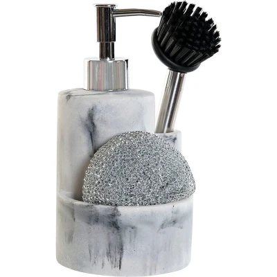 Afbeelding van Zeepdispenser DKD Home Decor 12,6 x 11,4 18,6 cm Roestvrij staal Wit Hars