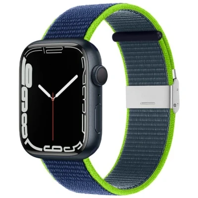 Afbeelding van Apple Watch Nylon bandje met klemsluiting Donkerblauw groen Geschikt voor 38mm / 40mm 41mm
