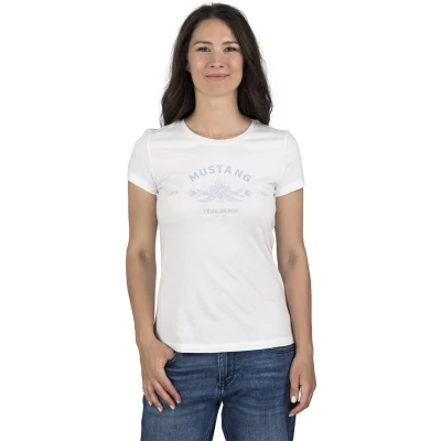 Afbeelding van Mustang Alexia C LOGO Tshirt print weiß, Dames, Maat: Large, Weiß
