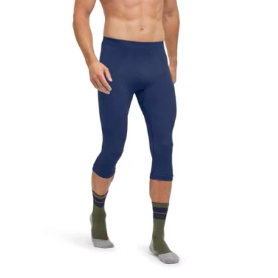 Afbeelding van FALKE Heren baselayer broek Warm 3/4 M TI functioneel materiaal sneldrogend 1 stuk, blauw (Space Blue 6116) nieuw milieuvriendelijk, S