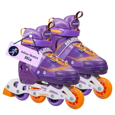 Afbeelding van HUDORA inline skates Mia/Leon voor kinderen/jongeren en volwassenen in verschillende maten kleuren rolschaatsen tot 4 verstelbaar comfortabele stijlvolle rollerskates