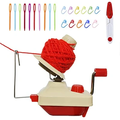 Afbeelding van Garen Ball Winder, Handen Operated Swift Fiber String Wol Winder Machines voor Familie+10PS Breien Steek Markers+10PS Plastic Naalden+1PS Schaar (22)