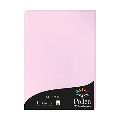 Afbeelding van Clairefontaine Ref 4213C Stuifmeel gekleurd papier (Pack van 50 vellen) A4 (210 x 297mm), 120gsm papier, inkjet &amp; laser printer compatibel, zuurvrij lichtroze